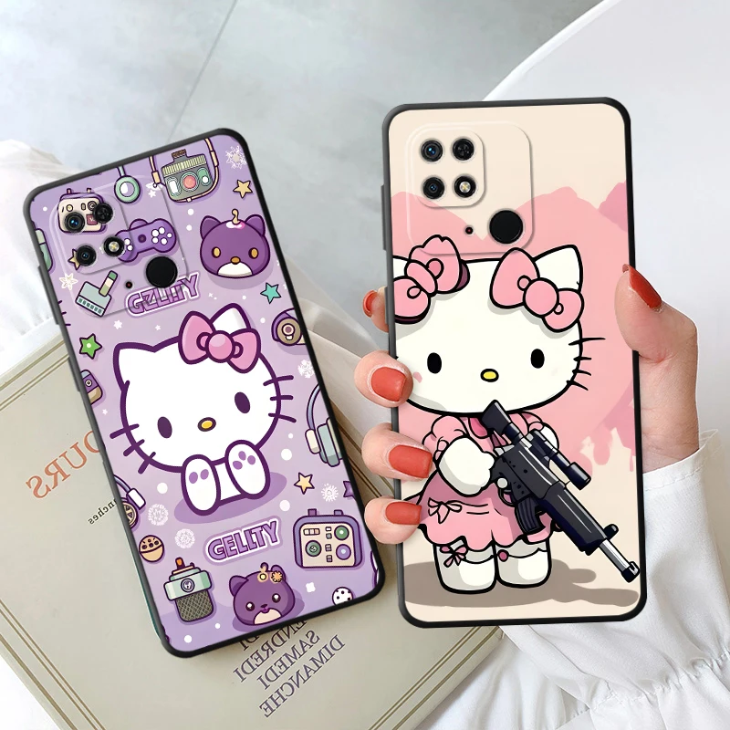 حافظة لهاتف شاومي ريدمي A3X A1 + 10A 10C K40 Pro A5 9 9C A3 12C A2 + 14C 9A 13C 9T K80 A4 غلاف ناعم كارتون ثلاثي هالو كيتي