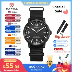 TOPHILL 42mm Fashion VX62E Quartz Watch For Men C3 Luminous Casual Retro Simple Sapphire 316L Stainless Steel 2 Straps TD009G