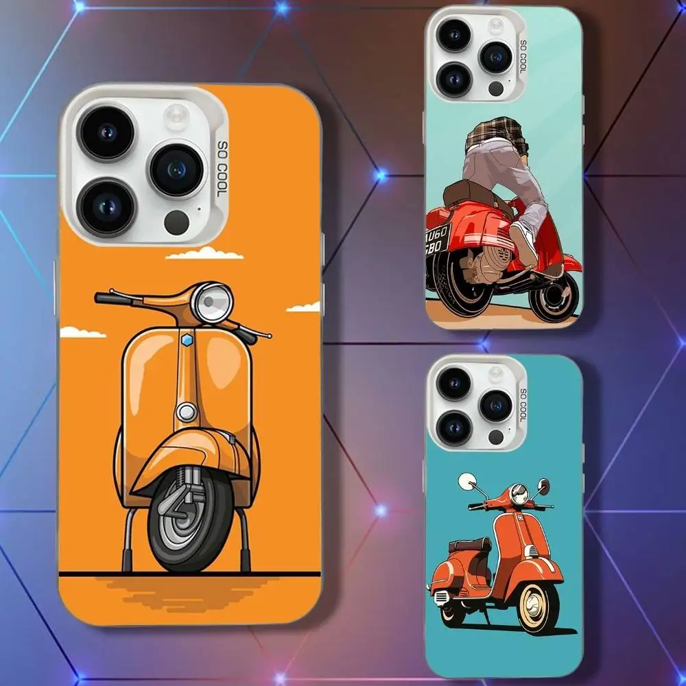 

Scooters V-Vespas Phone Case For iPhone 16,15,14,13,12,11,Pro,XS,Max,Plus,Mini,SE White Candy Matte Shockproof Cover