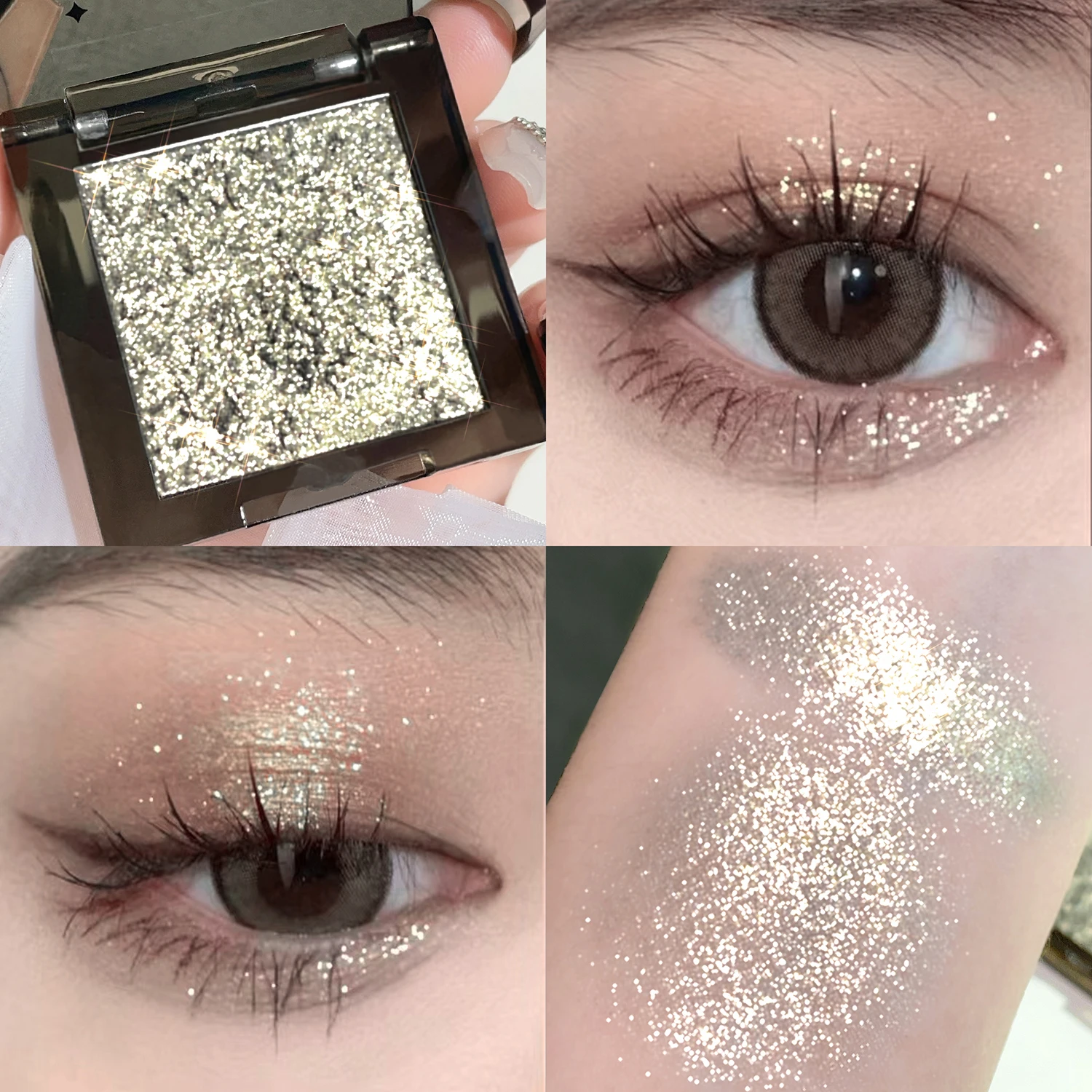 HISYI ダークマジックモノクロアイシャドウ真珠光沢のあるマットスパンコールグリッターパウダーアイメイクアップブライトニングナチュラルメイク