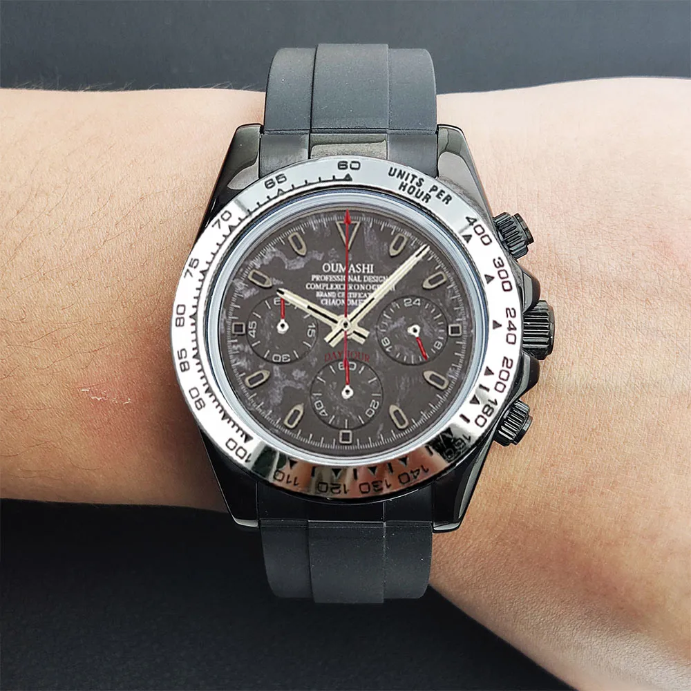 ساعة VK63 فاخرة 39 ملم كوارتز كرونوغراف ساعة عمل للرجال سلسلة VK 63 رياضية من زجاج الياقوت قرص نيزك إطار سيراميك