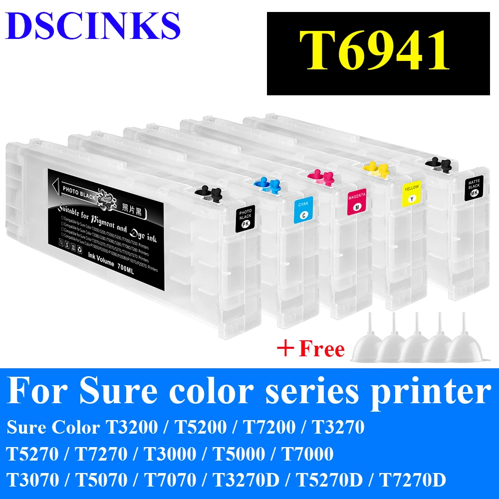 T6941 - T6945 Refillable Ink Cartridge for Epson Sure Color T3200 T5200 T7200 T3270 T5270 T7270 T3000 T5000 T7000 T3070 T5070