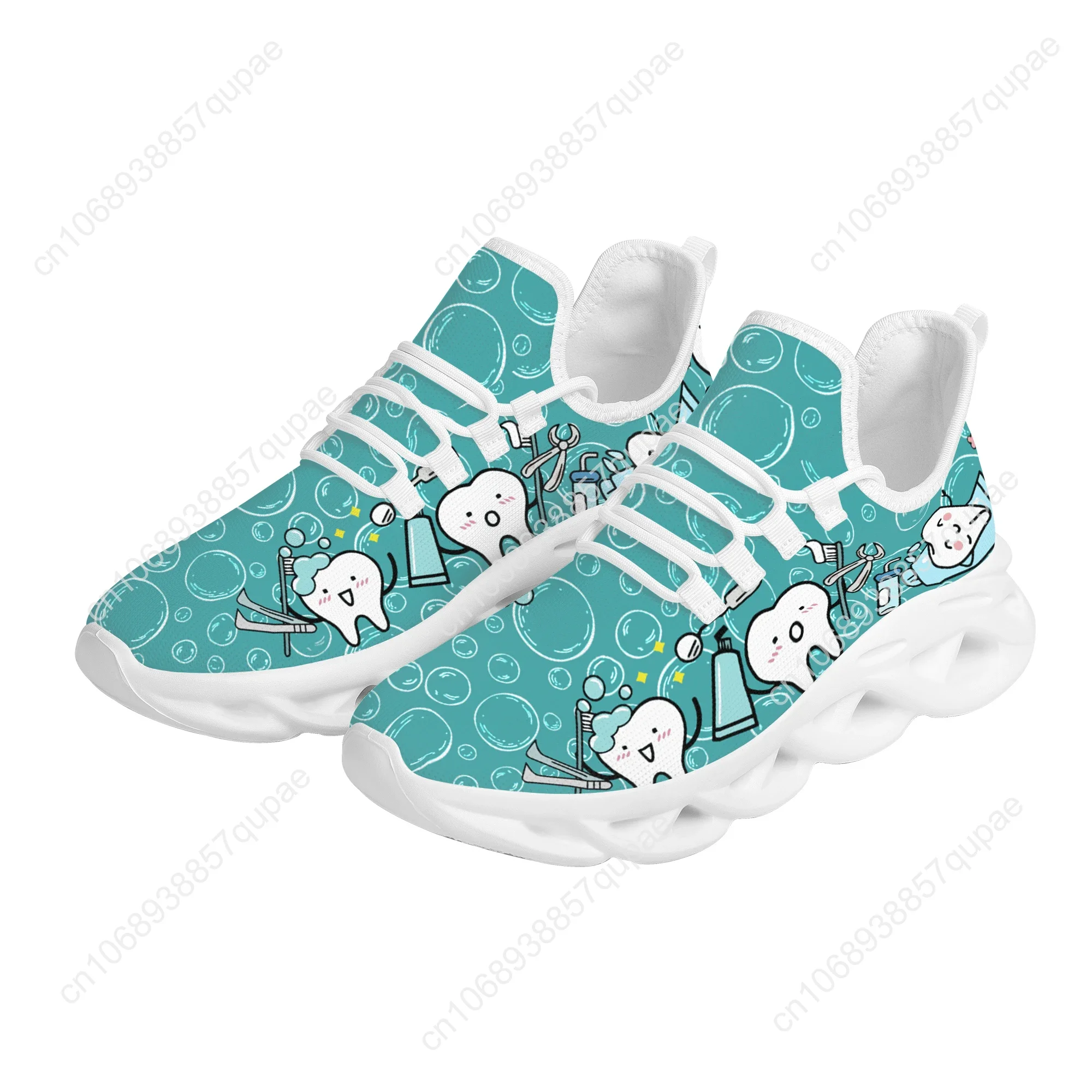 INSTANTARTS Casual Women's Dental Shoes Funny Teeth Dentist Design Flats Lace-up Sneakers Spring Breathable Beach Walking Shoe 3