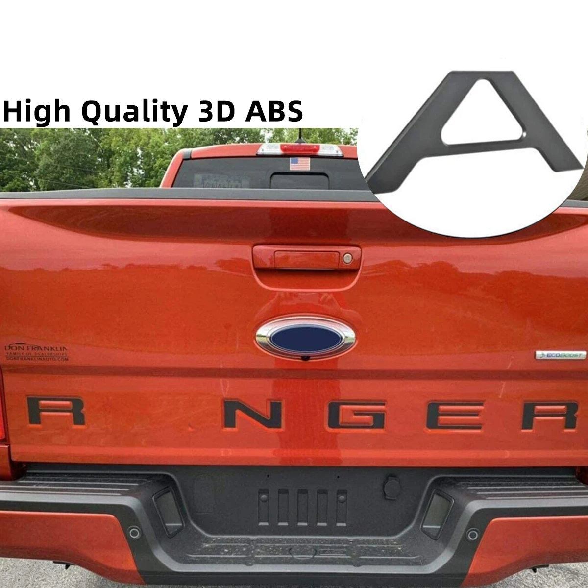 Insertos de puerta trasera de coche, emblemas traseros en relieve 3D, calcomanías adhesivas para Ford Ranger 2019 2020, accesorios de decoración de