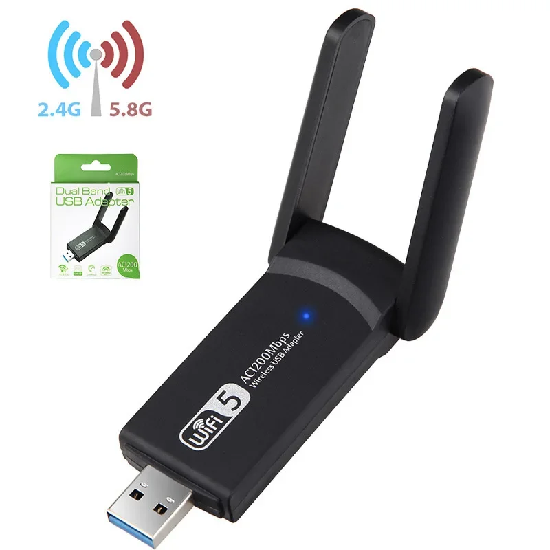 Adaptateur Wifi USB 3.0 1200Mbps pour touristes, bande 5GHz 2.4 mesurz stérilisation 11AC RTL8812BU antenne Wifi dongle carte réseau pour ordinateur portable de bureau, nouveau