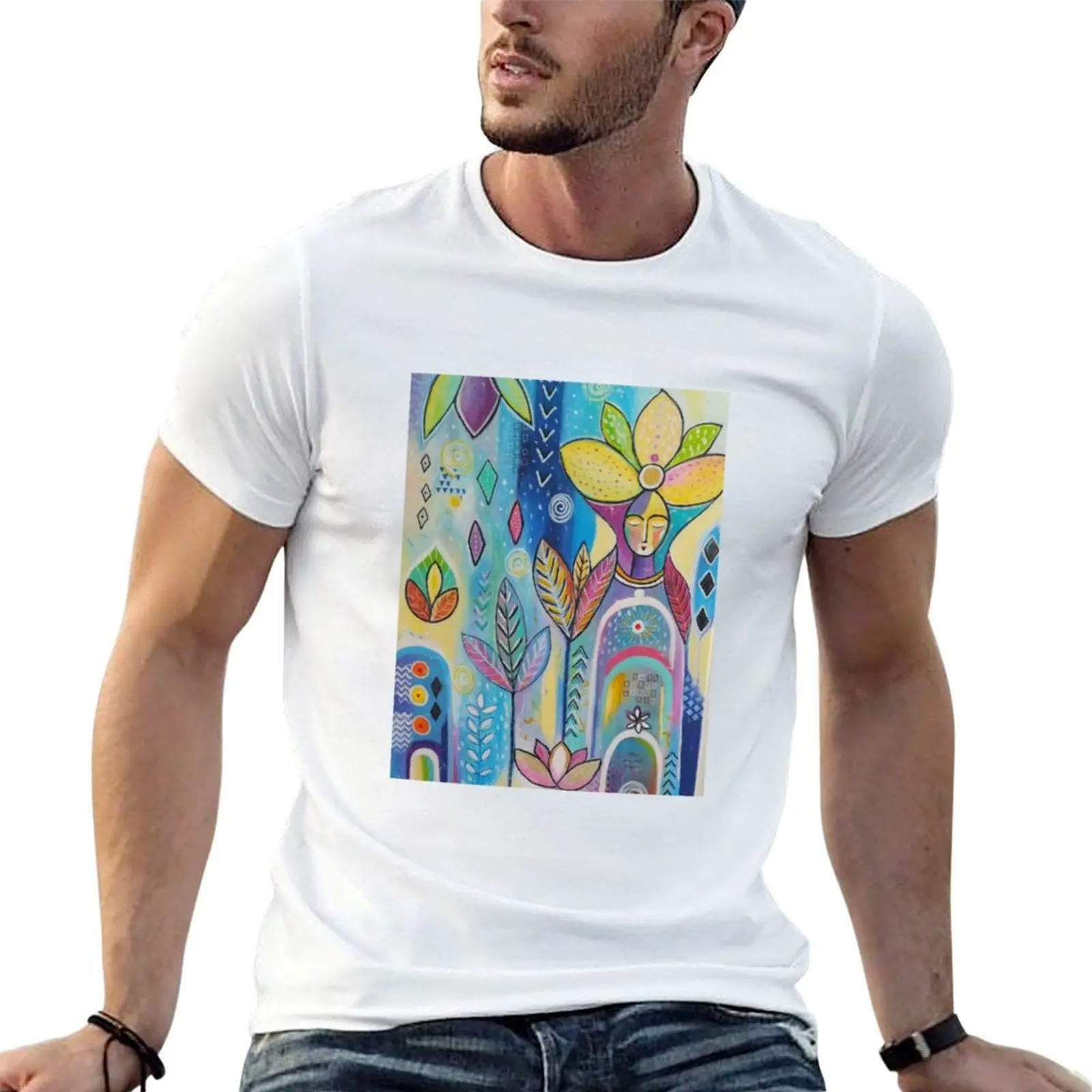 Peaceful Dream Colourful Face Mask and Products by Joy Fahey T-Shirt
