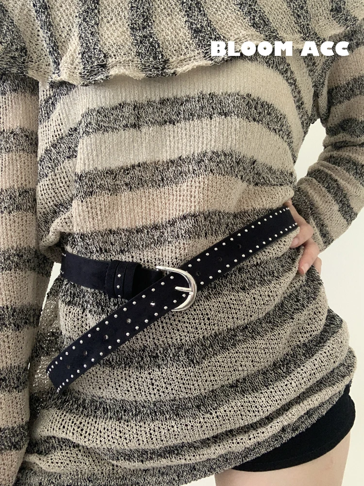 Cinturón occidental de 1 pieza para mujer, cinturón con remaches de terciopelo estilo vaquero para vacaciones a pequeña escala, falda con cinturón de estilo fresco Meilad Jane, chica picante