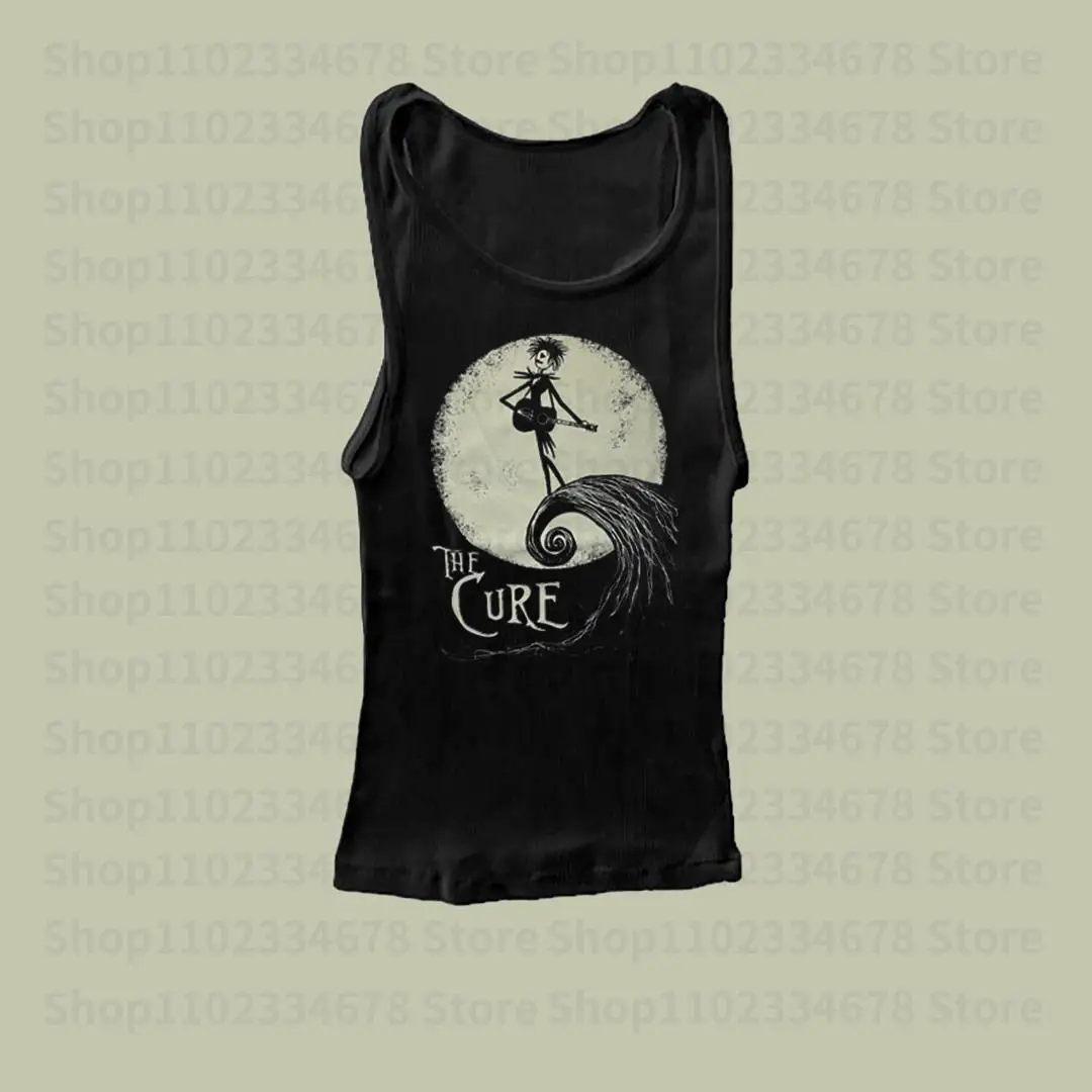 مشد نسائي عتيق على الطراز القوطي بدون أكمام ملابس جمالية Y2k قميص مطبوع 90s Emo Gilrs فاسق رسالة رسومات بروتيل الجرونج قطع علوية قصيرة #1