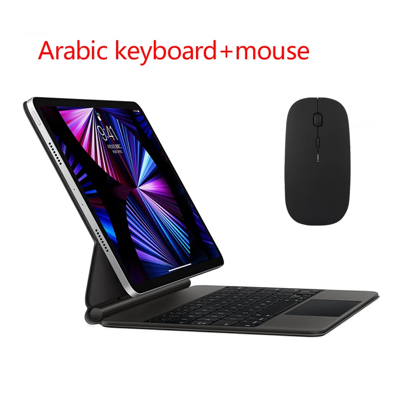 AJIUYU Magie Tastatur Für iPad Pro 11 2022 2021 2020 2018 1st 2nd 3rd 4th Gen Fall Tastatur Arabisch Spanisch Portugiesisch hebräisch Russisch 8
