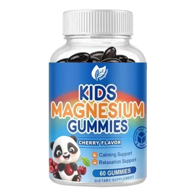 Suplementos de citrato de magnesio para adultos y niños, favorecen el sueño, la salud ósea y muscular, 60 gomitas con sabor a cereza