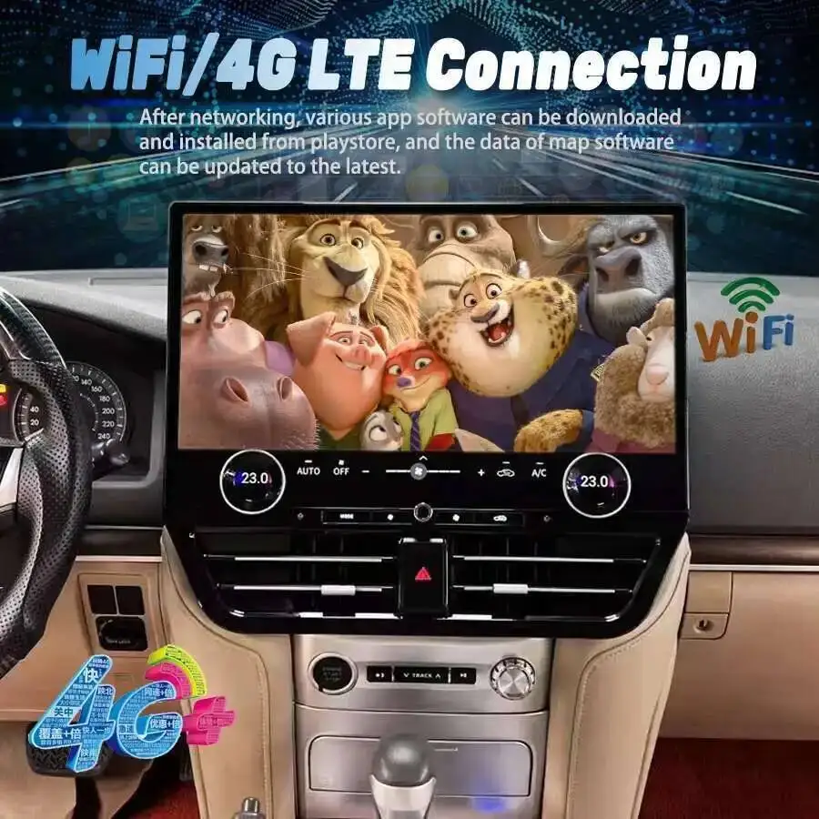 New 19.8'' Touch Screen Wireless CarPlay Car Radio For Toyota Land Cruiser LC200 2007-2022 Android Navigation GPS QLED Headunit