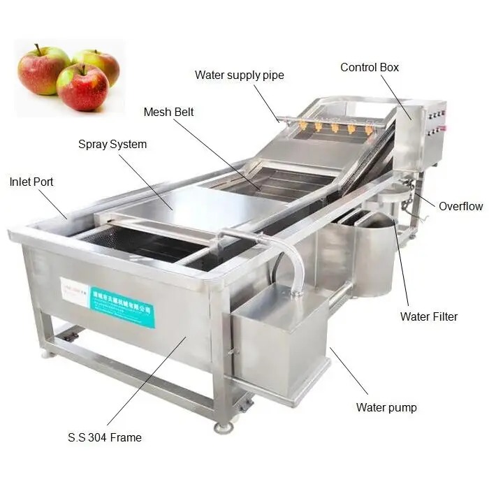 500kg/hr Industrial Continuous Fresh Fruit Air Bubble Pressure Washer Cleaner Machine Multifunctional Provided Washing 330