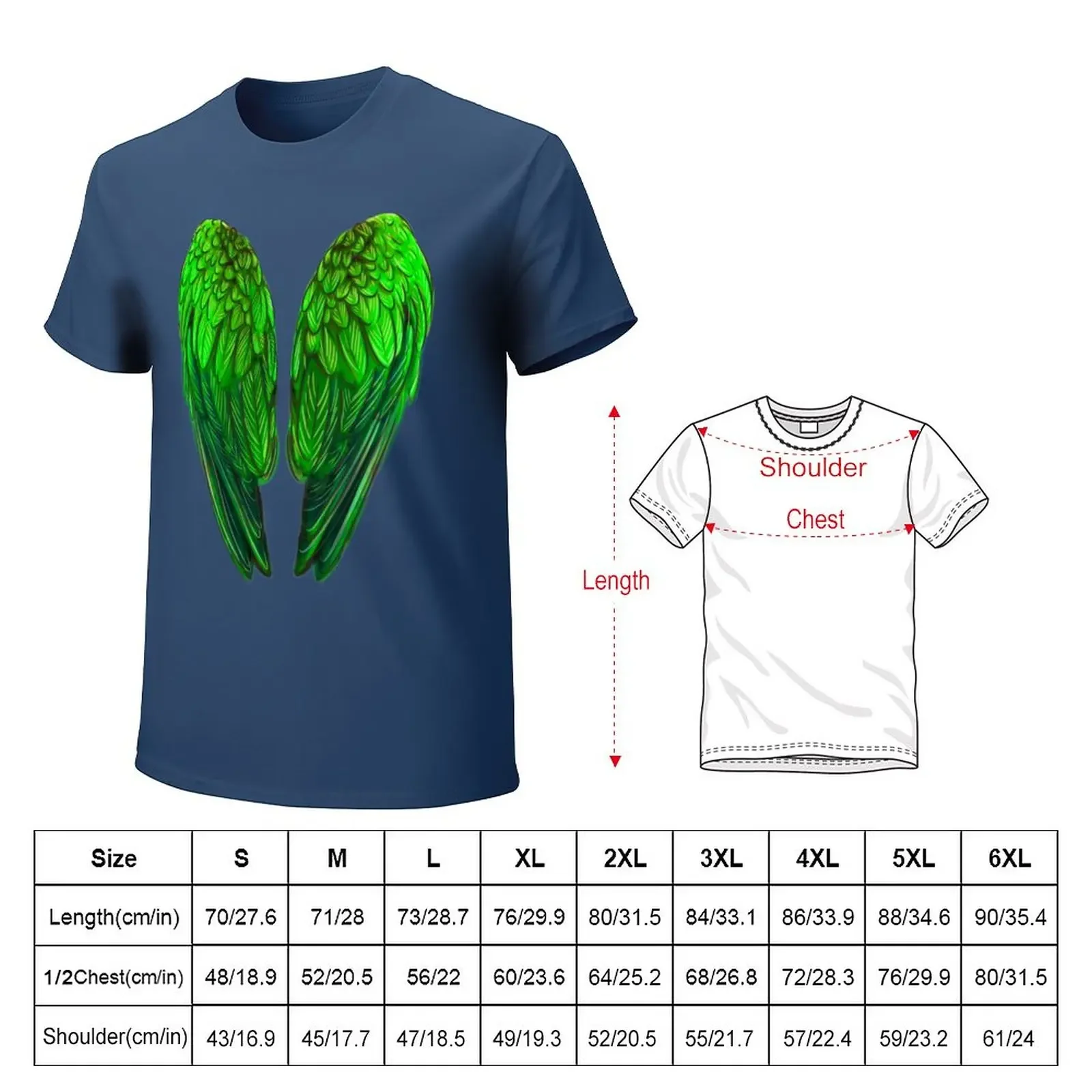 Parrot wings (green version) T-Shirt plus size tops blacks black t shirts for men