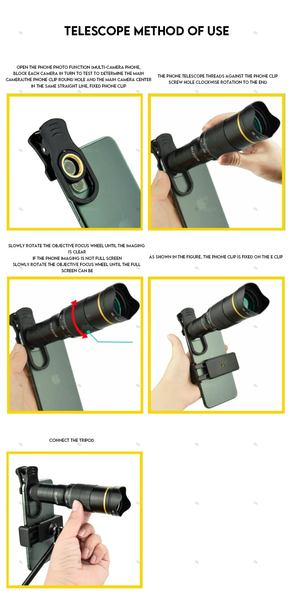 CAOX 32x Professionelles Konzert-Monokular-Teleskop, HD-Zoom-Handy-Kameralinsen-Teleskop, Geeignet für Camping und Konzerte – Detail 7