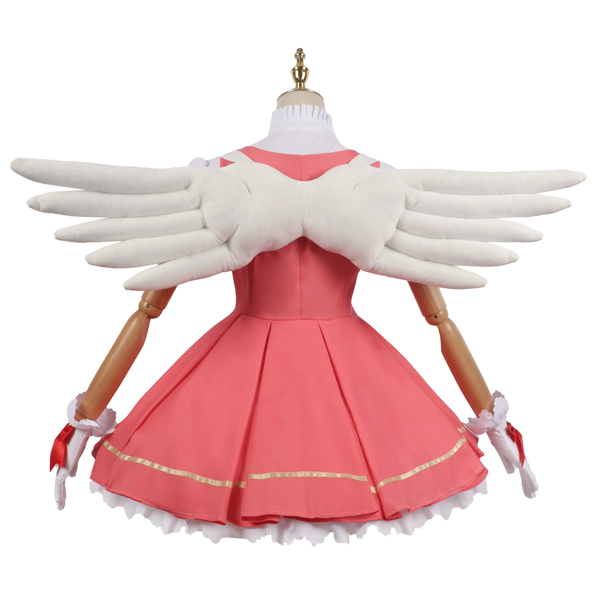 CardCaptor Sakura-アニメのコスプレコスチューム,ウィグとウィッグスーツ,Skomoto sakura,ピンクのロリータドレス,ハロウィーンの派手なパーティースーツ