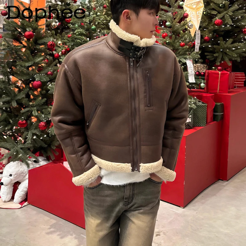 

Fashion Stand Collar Imitation Parkas Men 2025 Winter New Faux Fur Integrated Warm Coats Male Handsome Long Sleeve Trendy Parkas
