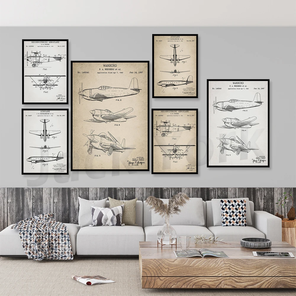 Airplane Patent Print. Vintage Airplane Poster. Man Cave Art. Vintage Transportation. Office Art. Gift For Pilot