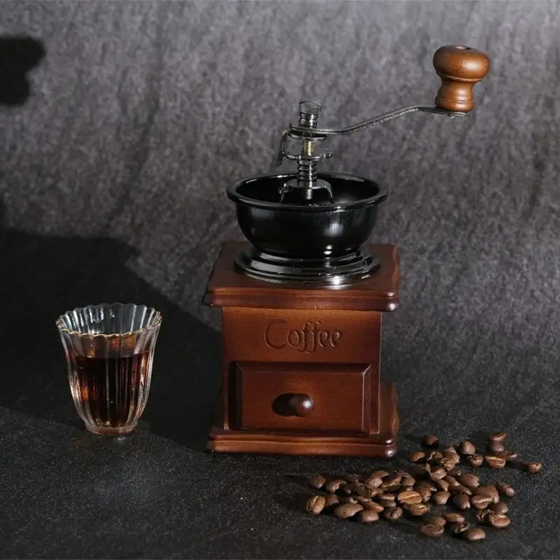エスプレッソとフレンチプレスのためのマニュアルコーヒー豆グラインダーレトロスタイルのハンドクランク