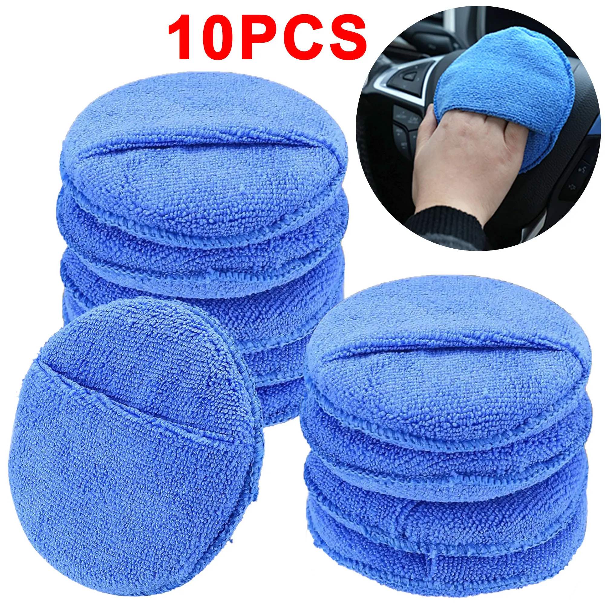 Car Detailing Applicator Pads Car Care Waxing Polish Sponges Soft Microfiber Round Pocket Foam Sponges Car Cleaning Tools