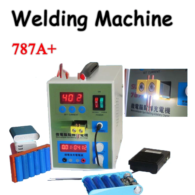 

220V Microcomputer Dual Pulse Spot Welder 787A+ Welding Machine Battery Welding Machine(Machine +1Kg 0.1mm Thickness Nickel)