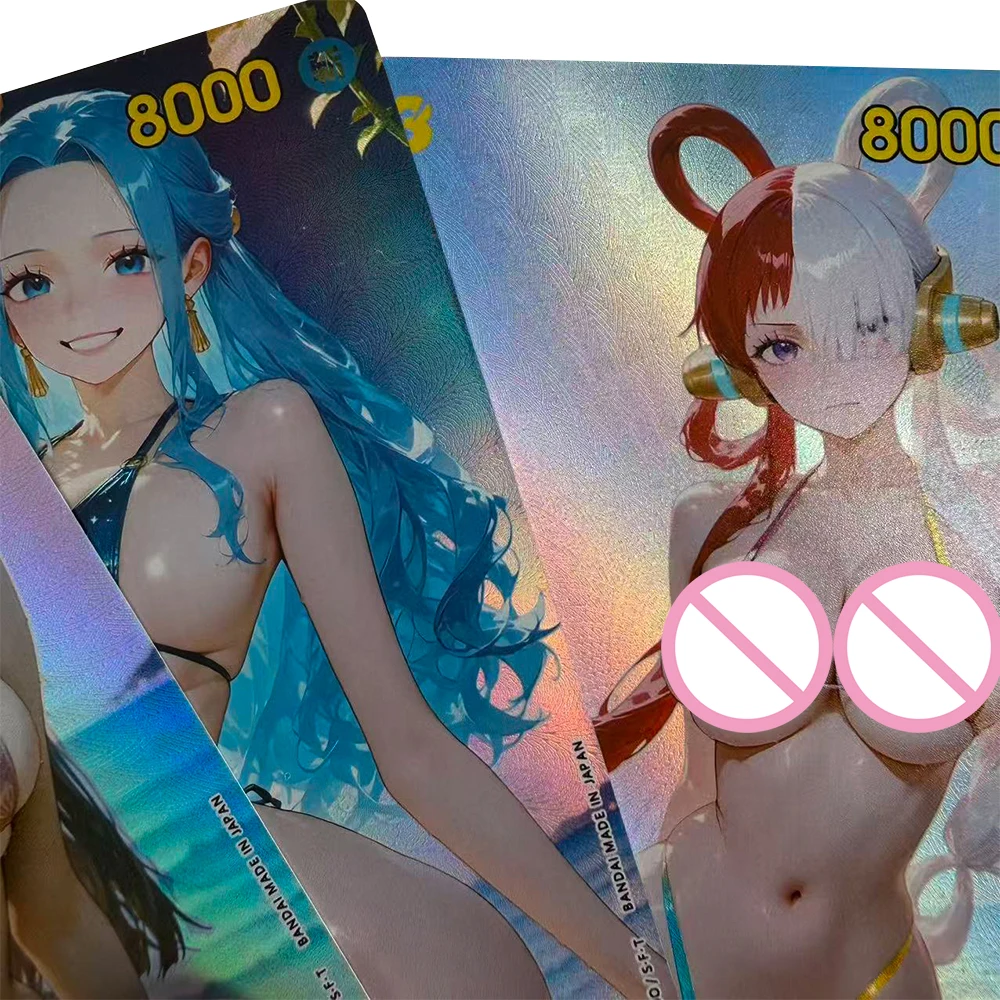 Uma peça luffy uta nami yamato vivi robin hancock diy caseiro 9 peças texturizadas arco-íris flash jogo de cartas colecionáveis presente do feriado