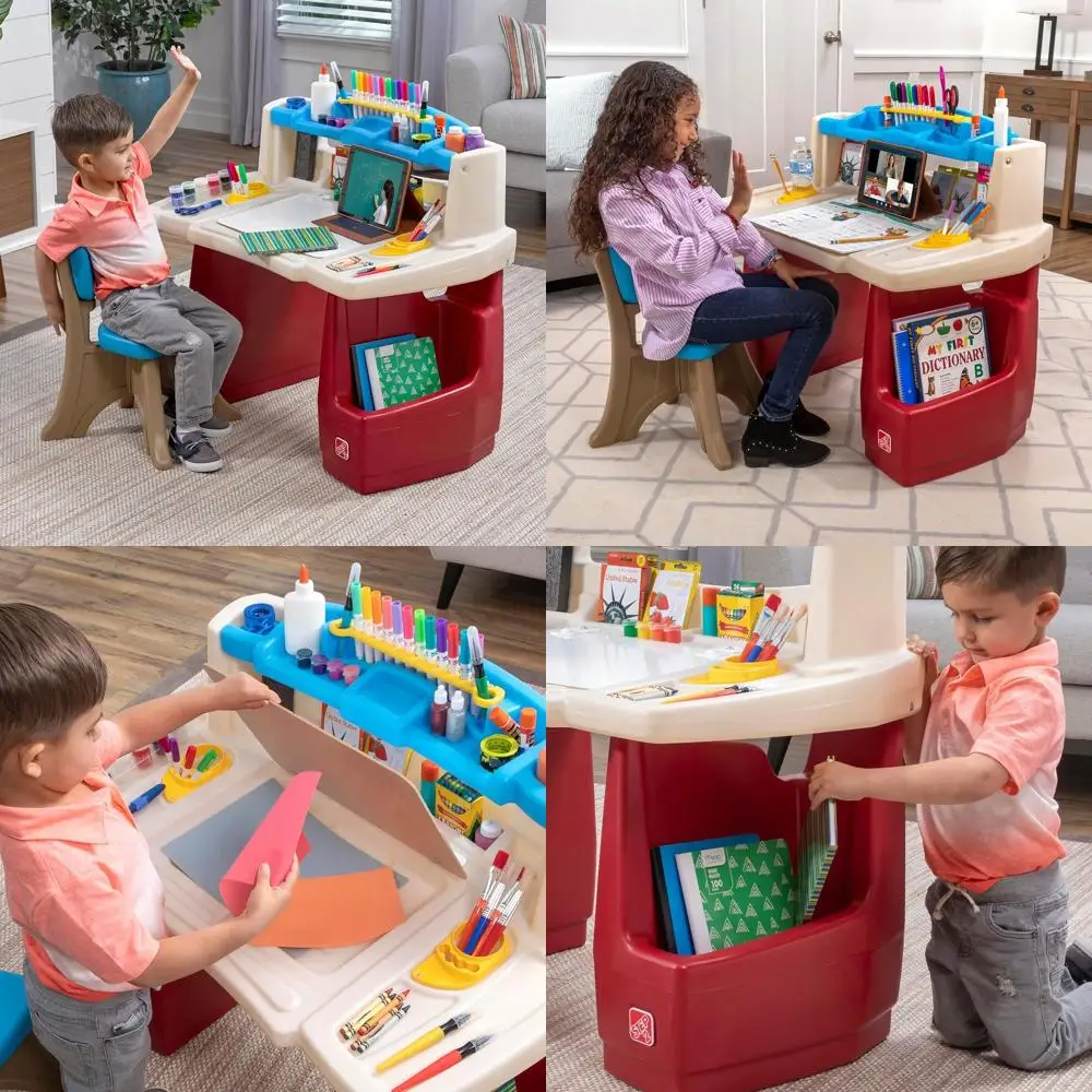 

Детский художественный стол с табуретом, прочный пластик, для детей от 3 лет