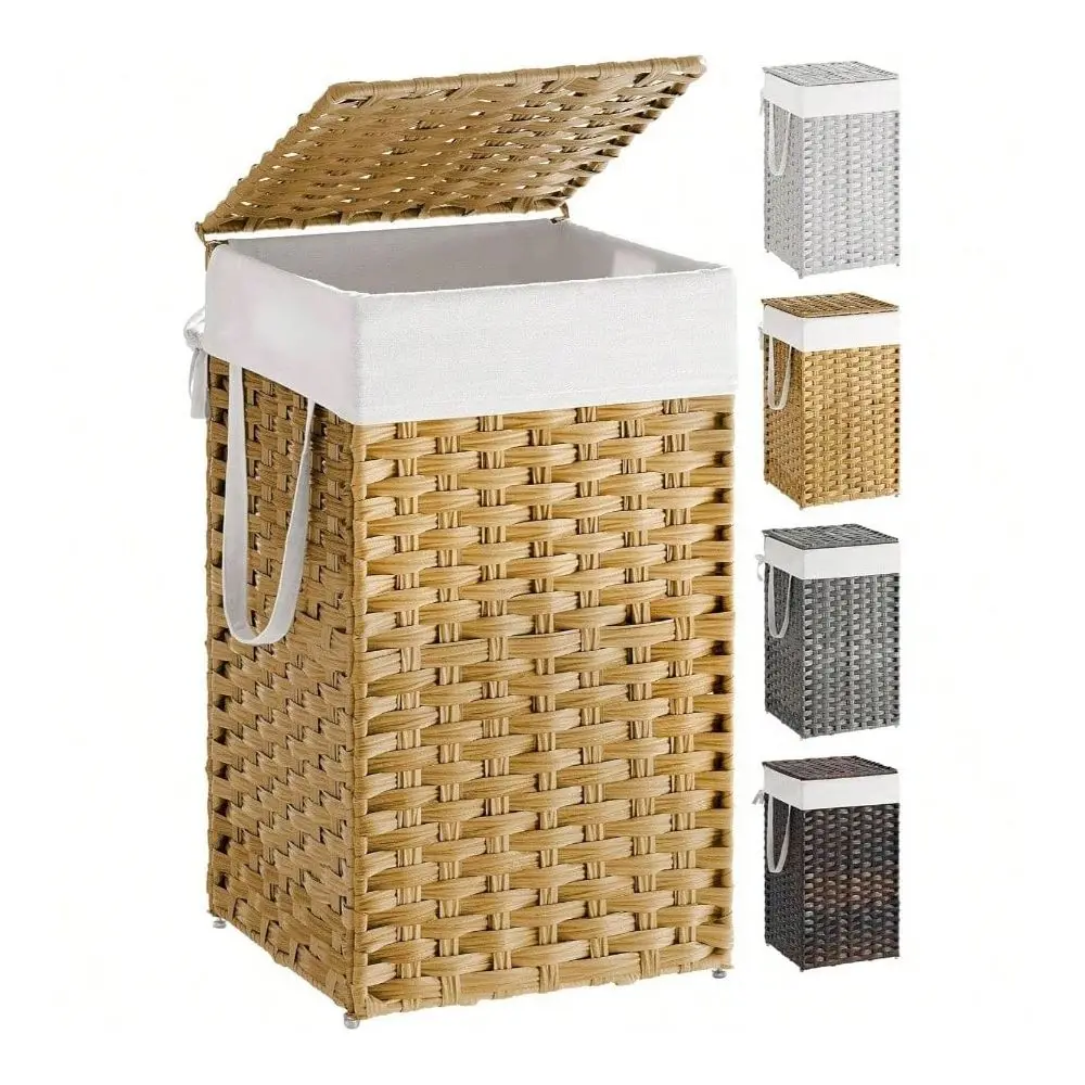 

Laundry Baskets Organization Storage Organization Hamper With Lid, 17.2 Gallon 65 L Synthetic Rattan Clothes Laundry Basket With
