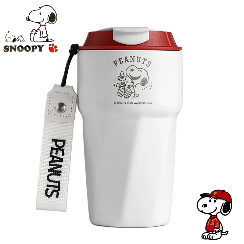 

Snoopy cartoon cute 304 coffee cup creative unisex couples same style with carry strap portable cup insulated water cup gift