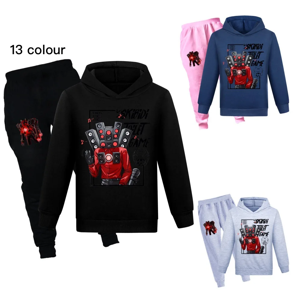 

New Cartoon Skibidi Toilet Clothes Kids Spring Autumn Hoodies Sweatshirt +Trousers 2pcs Suit Girls Clothing Sets Boys Sportsuits