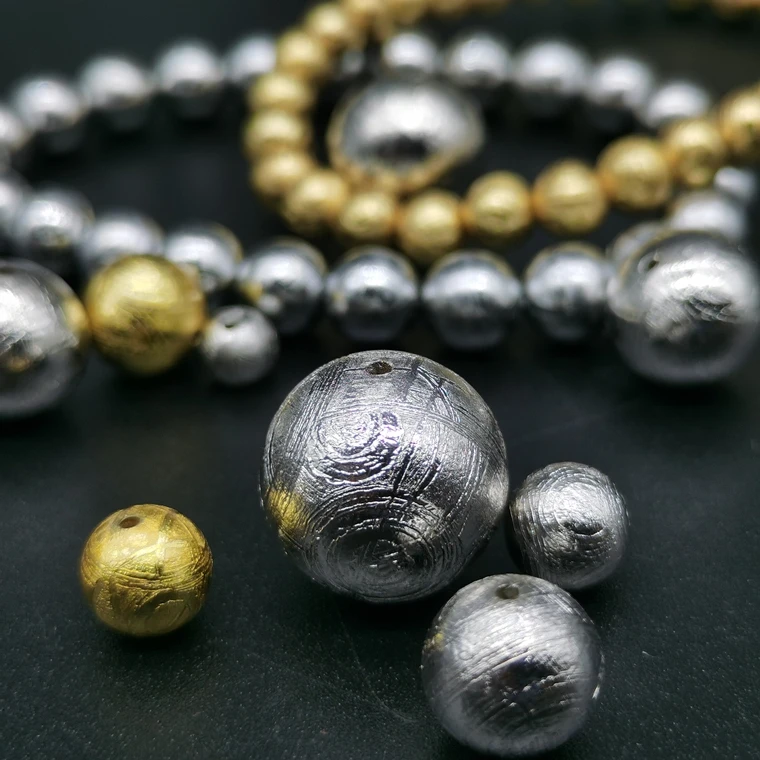 MUONIONALUSTA Meteorite Beads Rare 100% True Swedish Iron Meteorite Electroplated Golden Silver Bead Falling Stone DIY Decorate