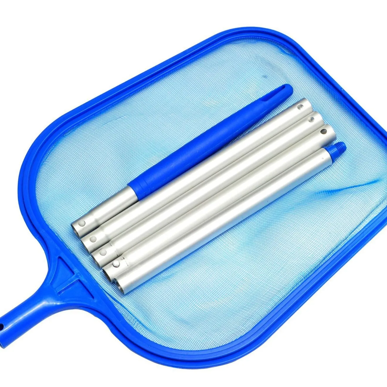 Pool Shallow Water Leaf Net with 5 Section Aluminum Pole Standard Type Detachable Five Section Pole Pool Spa Leaf Skimmer Net