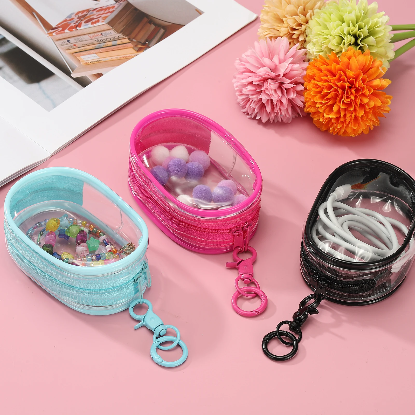 Uxcell 4 Inch Plush Doll Out Bag PVC Transparent Mini Doll  Display Pouch Clear Storage Case for Blind Box Doll Display Round
