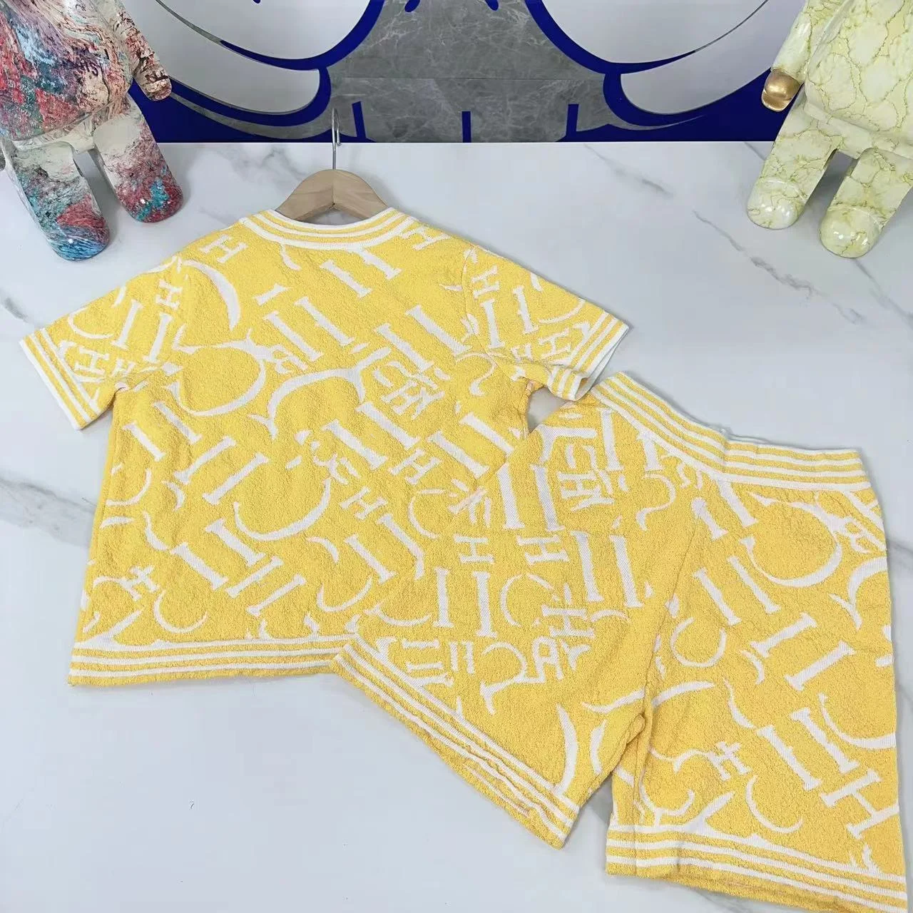 Baby Girls Summer Clothes Fashion Kids Sets Short sleeved Knitted Sweater Shorts 2Pcs Boy Clothing Eid al Fitr Gifts Child Wear