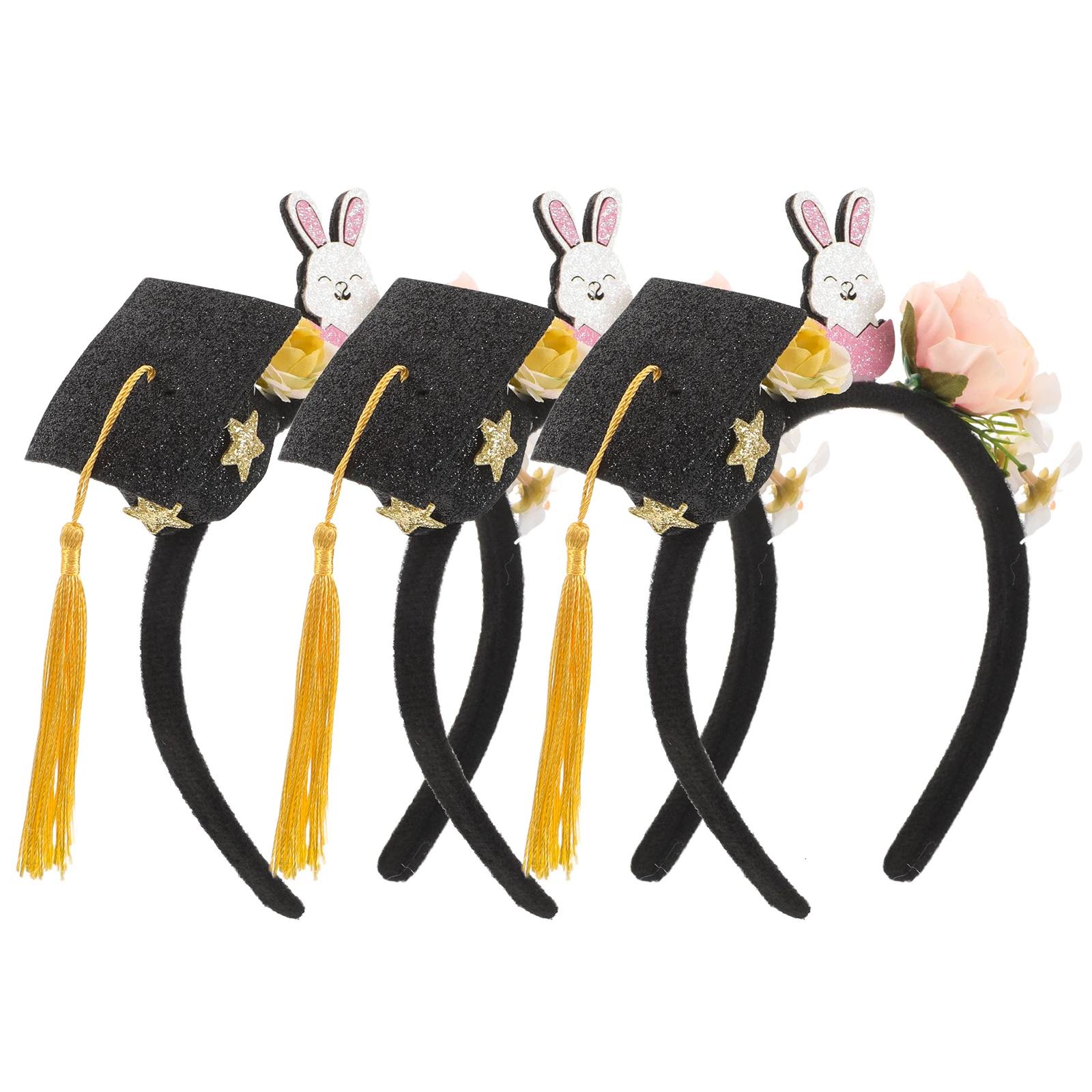 

3 Pcs Doctor Hat Headband Cap for Graduation Hair Clip Mini Kindergarten Tassel