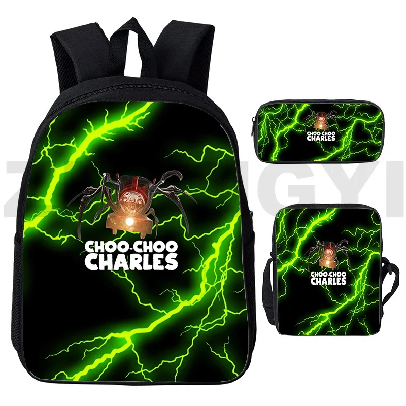 

Horror Game Choo-Choo Charles 3D Backpack Teenager College Cartoon Printing Laptop Schoolbags 3 Pcs/Set Crossbody Bags for Women