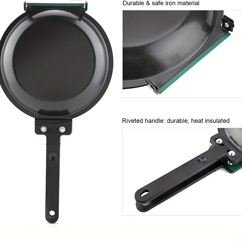 Double Side Frying Pan Green Non-stick Flip Frying Pan With Ceramic Coating Pancake Maker For Household Kitchen Cookware