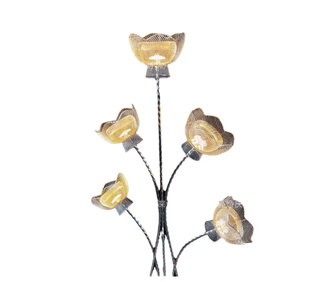 Golden electroplating decorative wedding ornaments for road lamp 5 wrought iron lily of the valley road vase