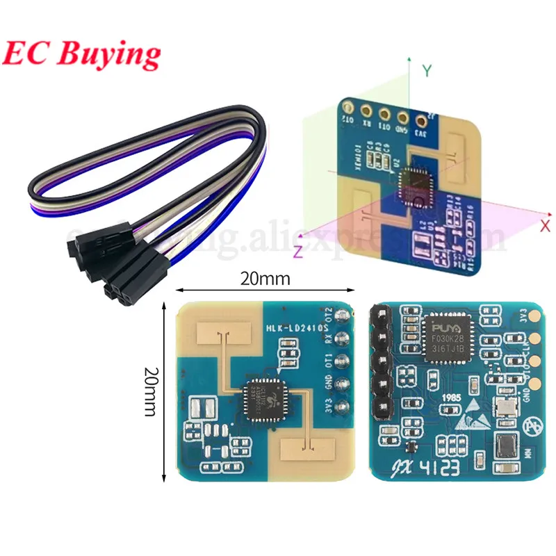 5 Pz/1 pz HLK-LD2410S 24G mmWave FMCW Millimetro MM Onda 8M Presenza Umana Stato Radar Sensore Modulo di Rilevamento del Movimento 3.3 V 0.12mA