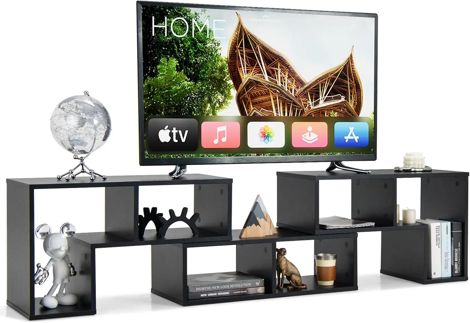 

Tv Stand For 50 55 60 65 H Tv, 3 Pieces Free Combination Bookshelf Organizer, Tv Console Table With Open Storage Shelves,