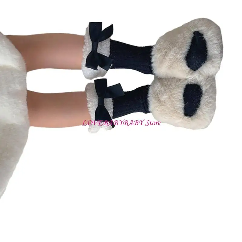 

Spring Dress Girls Berber Fleece лента Bowknot Носки мягкие эластичные носки 4xbc