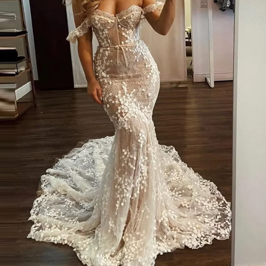 

Сексуальное винтажное свадебное платье без рукавов с открытой спиной и вышивкой «русалка» на сетке, свадебное платье по индивидуальному заказу