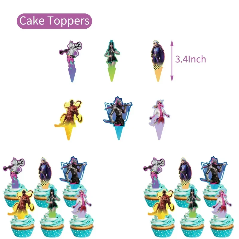 مجموعة ديكورات حفلات أعياد الميلاد السعيدة من Fortnite، بالونات من اللاتكس، لافتة علم الكيك، مستلزمات الحفلات #5