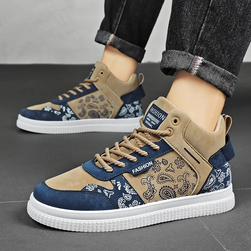 2024 Spring Autumn Green Men's High Top Skateboard Shoes Canvas Sneakers Platform Breathable Designer Vulcanized Shoes for Men