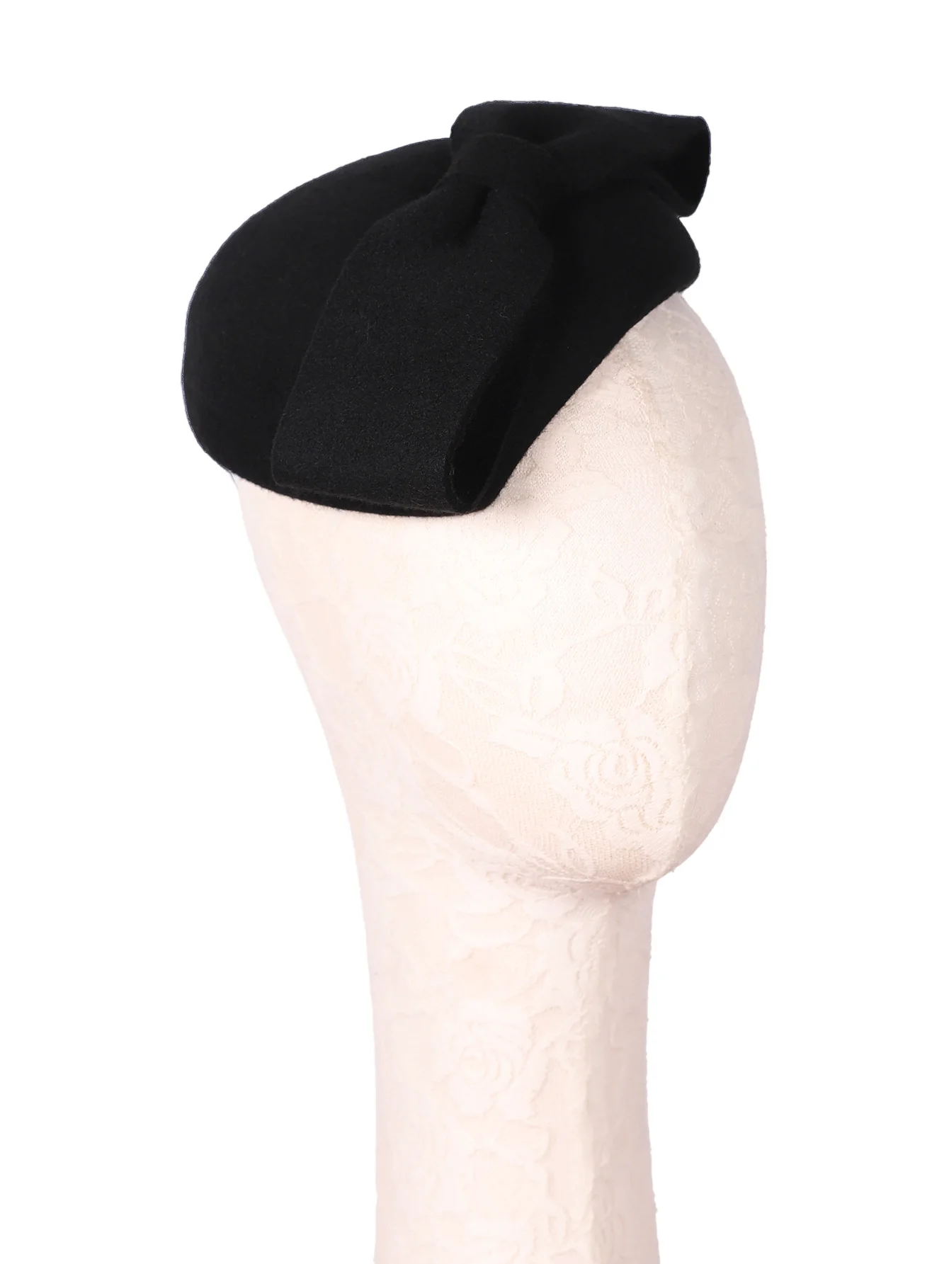 FS Wollfilz-Braut-Fascinator- und Derby-Hüte für Damen – Rote/Schwarze elegante Kirche, Kentucky Tea Party Hochzeit Pillbox Cap – Detail 7