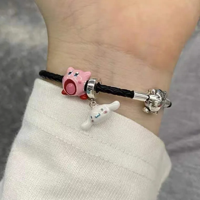 Sanrio 925 Sterling Silver Hello Kitty Kuromi Cinnamoroll Cartoon Charm Pendant Fit Pandora bracciale originale gioielli da donna regalo