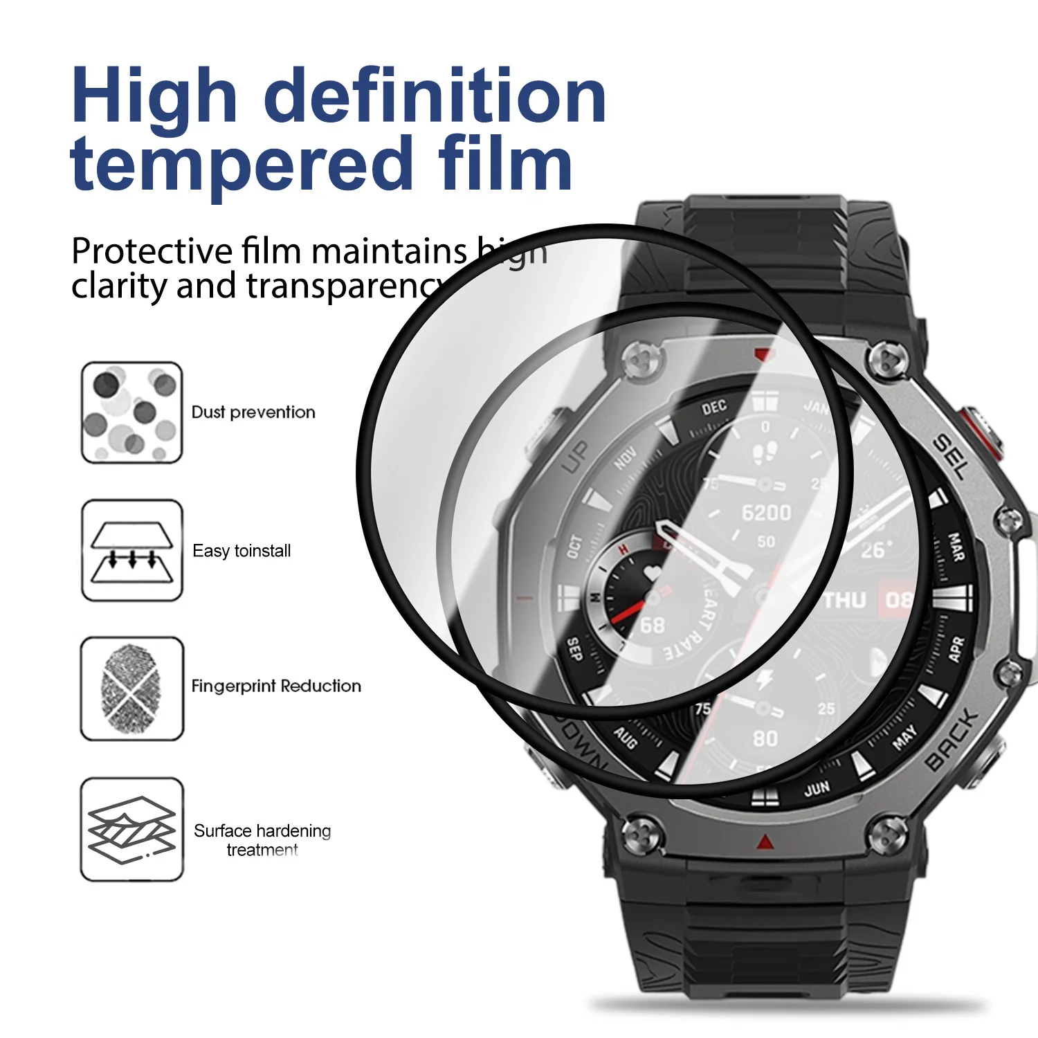 Películas protectoras PMMA suaves para Amazfit T Rex 3 Pro, Protector de pantalla, películas antiarañazos para Huami Amazfit T-Rex3 Pro, 1-5 uds.