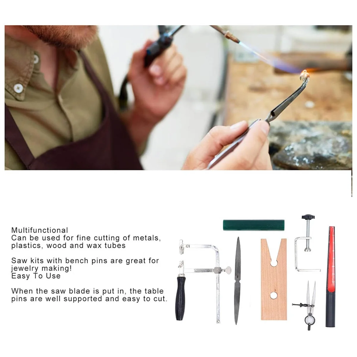 A06K Sieraden Wax Ring Maken Casting Tool Kit, Ring Wax Carving Tools Wax Ring Sizer Wax Tube File Sieraden Ring Saw Frame