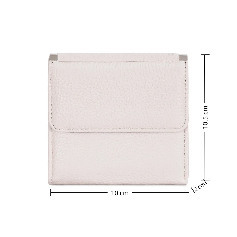 Leather Material Short Wallet Magnetic Closure Large Capacity Bifold Wallet Multiple Card Slots Solid Color Coin Purse Women