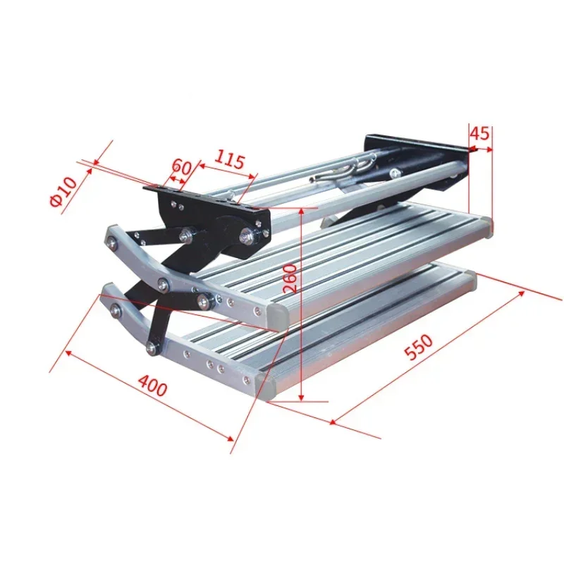 Scaletta pieghevole a gradino singolo/doppio Scaletta in lega di alluminio Pedale da campeggio antiscivolo Passo manuale portatile telescopico