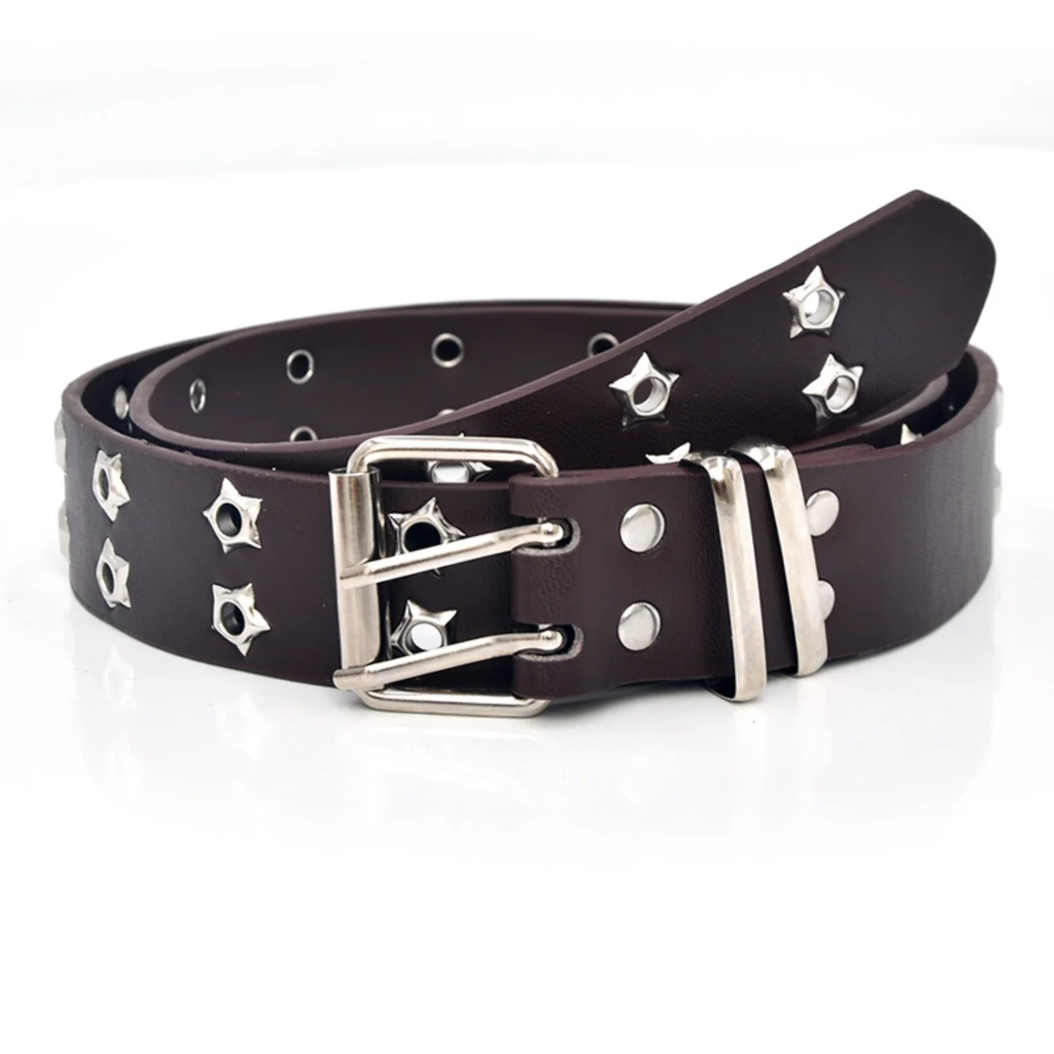 1PC New Star Womens Punk Jeans Decorative Belt - Double Exhaust Eyelet Belt for Versatile Casual Style Suede wrap Leather patch